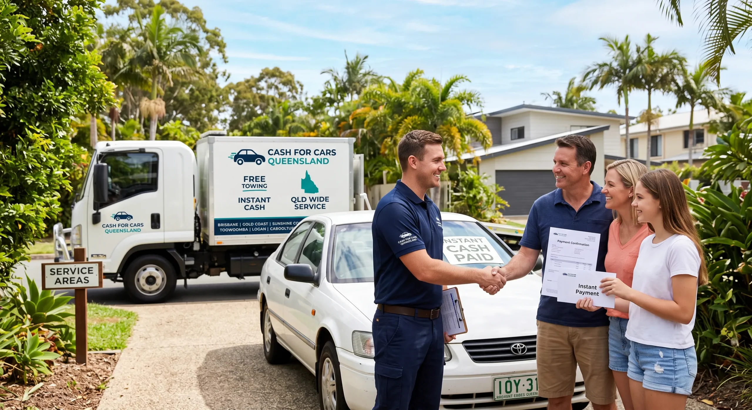 Cash for cars Queensland service vehicle and team